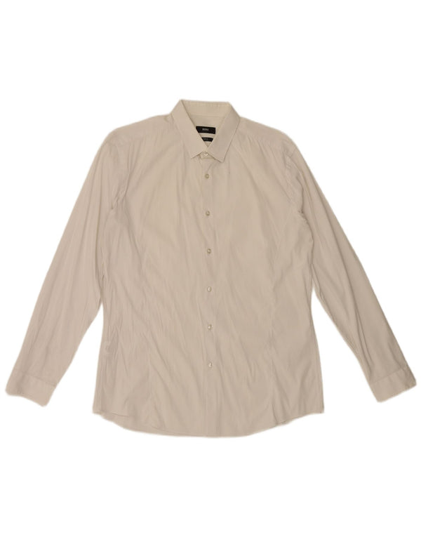 Hugo Boss Camisa slim fit para hombre Talla 42 Algodón blanco grande