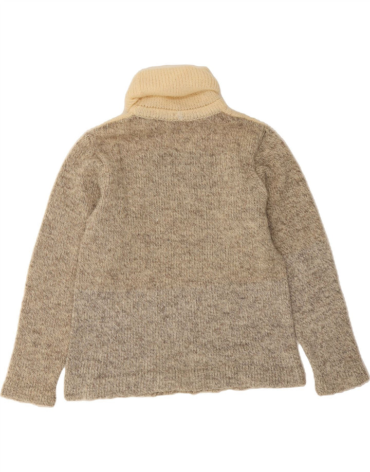VINTAGE Womens Roll Neck Jumper Sweater UK 12 Medium Grey Fair Isle Wool Vintage Vintage and Second-Hand Vintage from Messina Hembry 