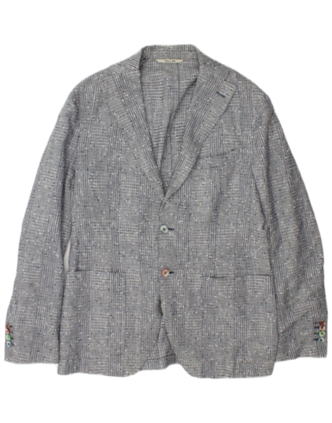 Tellini Chaqueta tipo blazer de 2 botones para hombre IT 50 Large Grey Check Linen