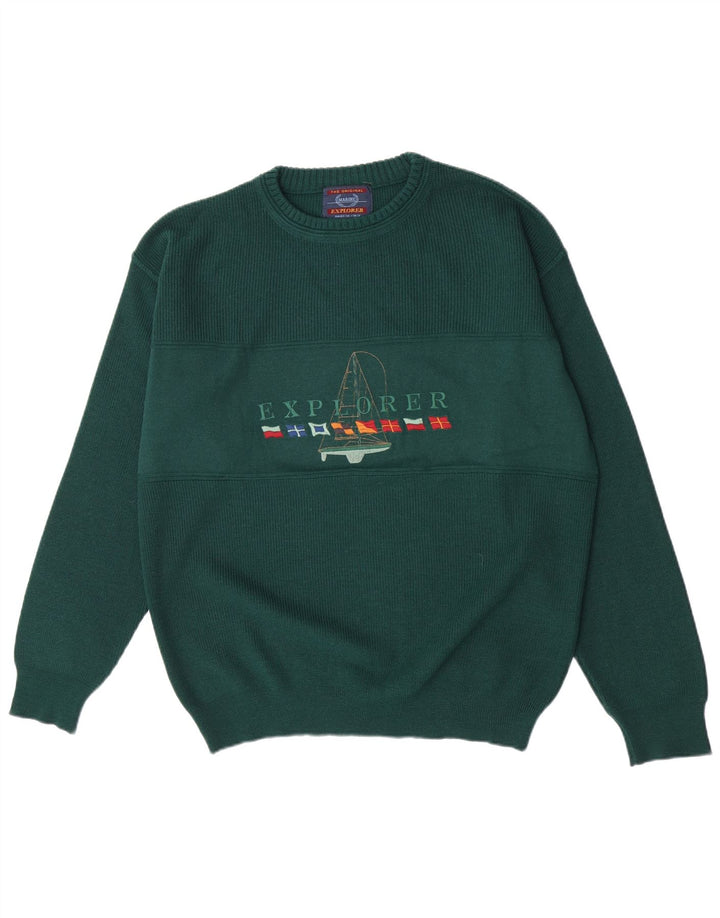 Explorer Jersey con cuello redondo y gráfico para hombre IT 50 Lana verde medio