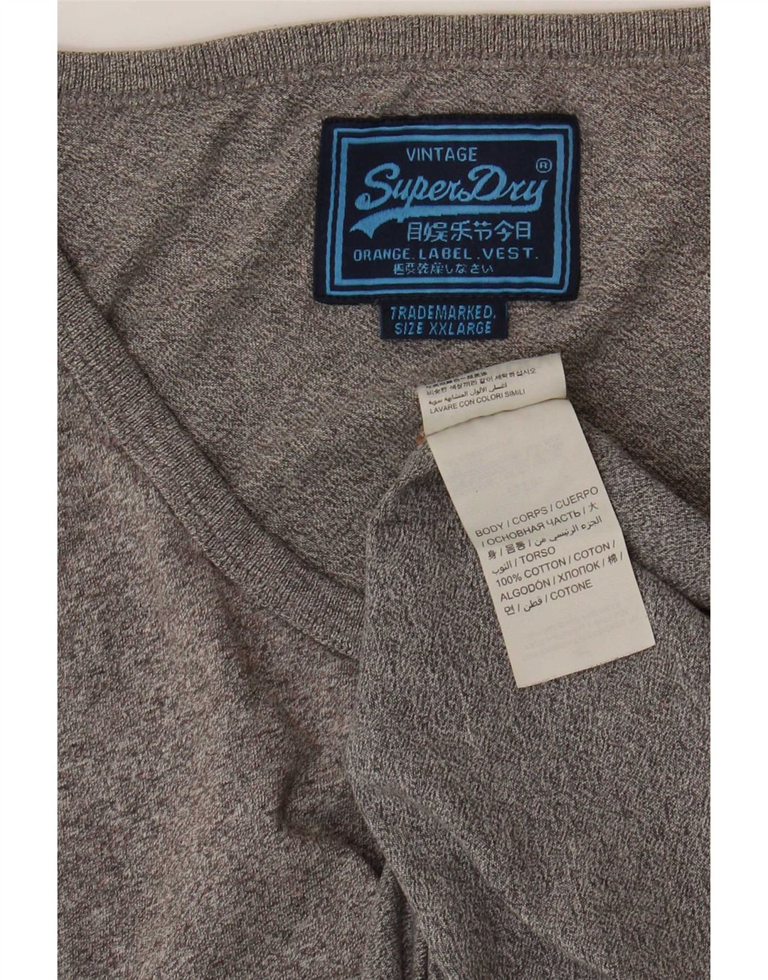 Superdry Camiseta sin mangas para hombre 2XL Algodón moteado azul