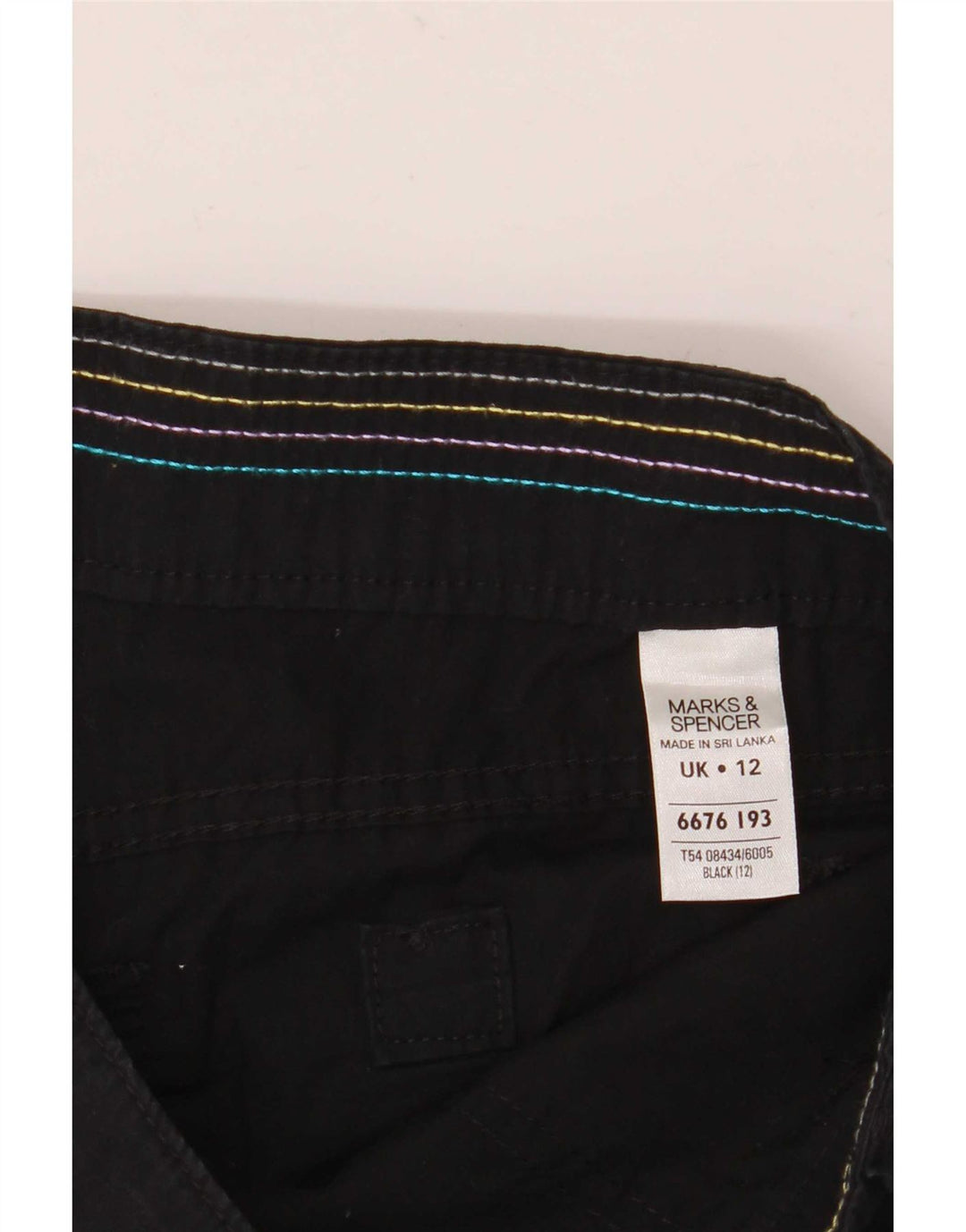 Marks & Spencer Pantalones Capri Rectos para Mujer UK 12 Medium W32 L20 Negro