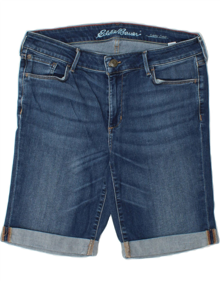 EDDIE BAUER Womens Slightly Curvy Denim Shorts US 10 Large W32 Navy Blue Vintage Eddie Bauer and Second-Hand Eddie Bauer from Messina Hembry 
