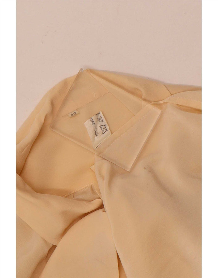 Vintage mujer frente corbata camisa blusa IT 42 seda amarilla media