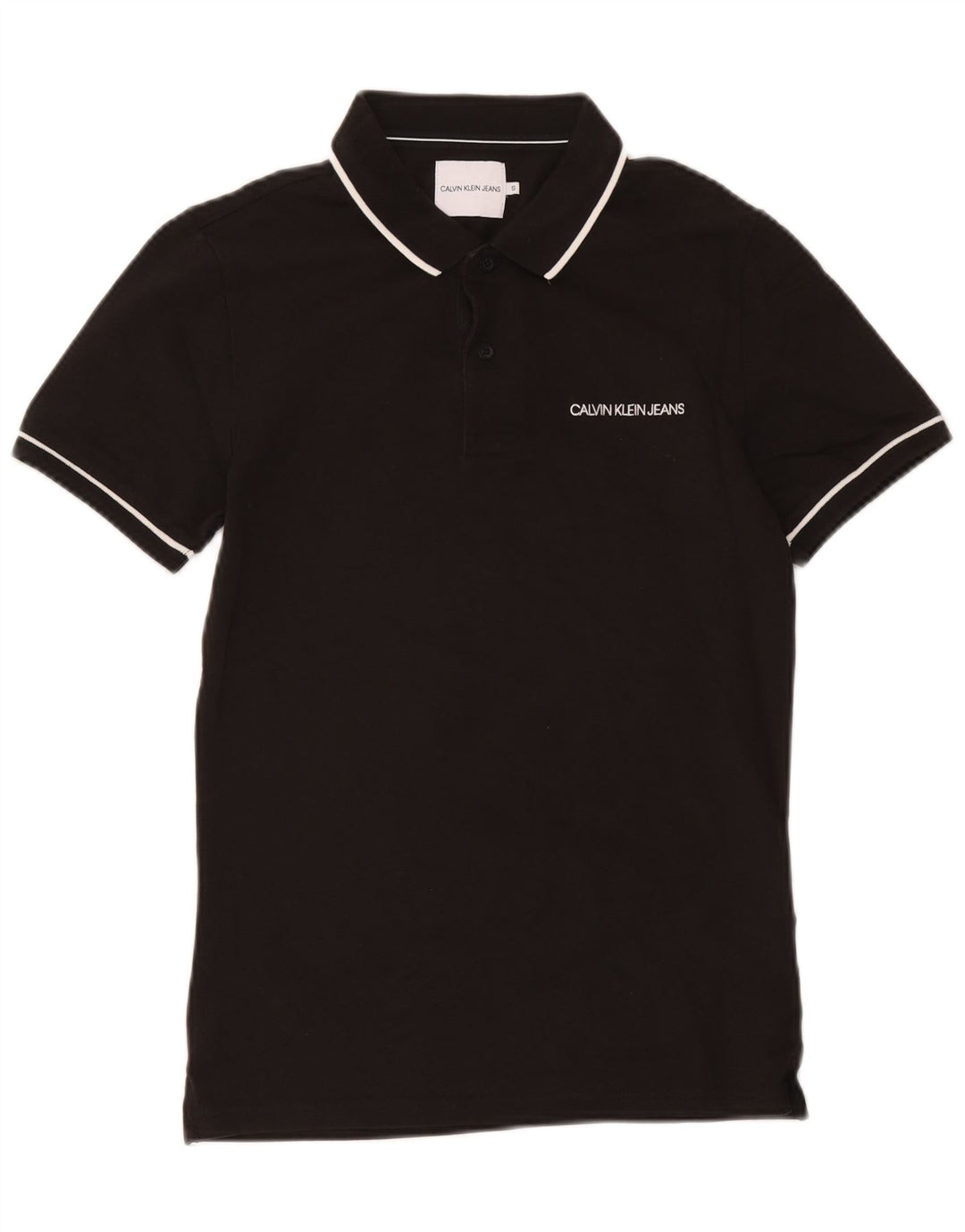 Calvin Klein Jeans Polo para hombre pequeño algodón negro