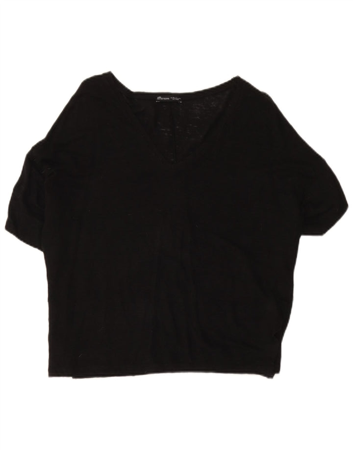 Zara Mujer Blusa Top UK 44 Mediano Negro