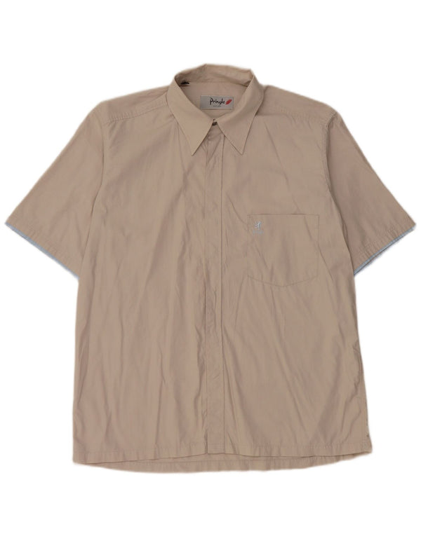 Pringle Camisa de manga corta para hombre Talla 15.5 Algodón gris medio