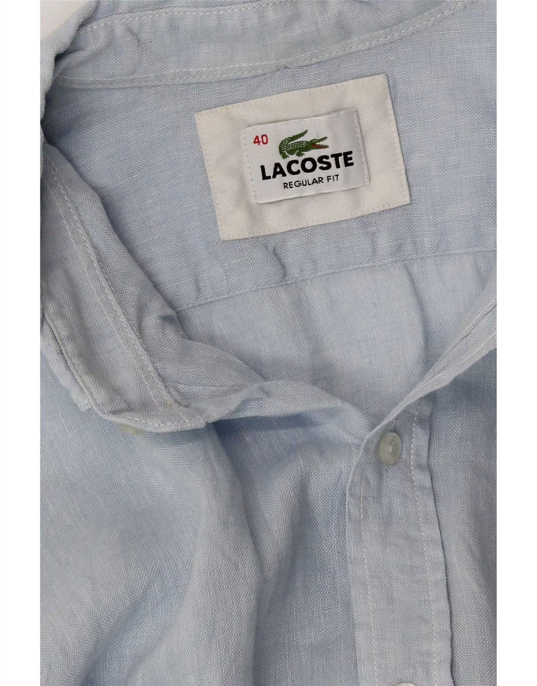 Camisa Lacoste Hombre Regular Fit Talla 40 Lino Azul Medio