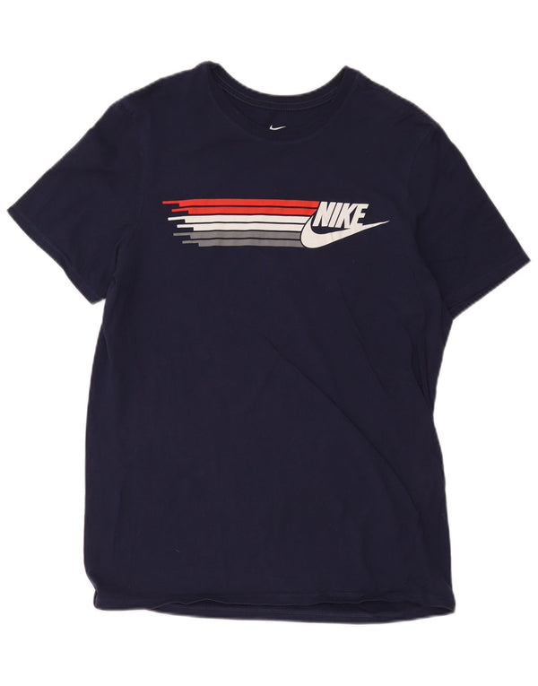 Nike Camiseta con gráfico de corte atlético para hombre, talla mediana, azul marino