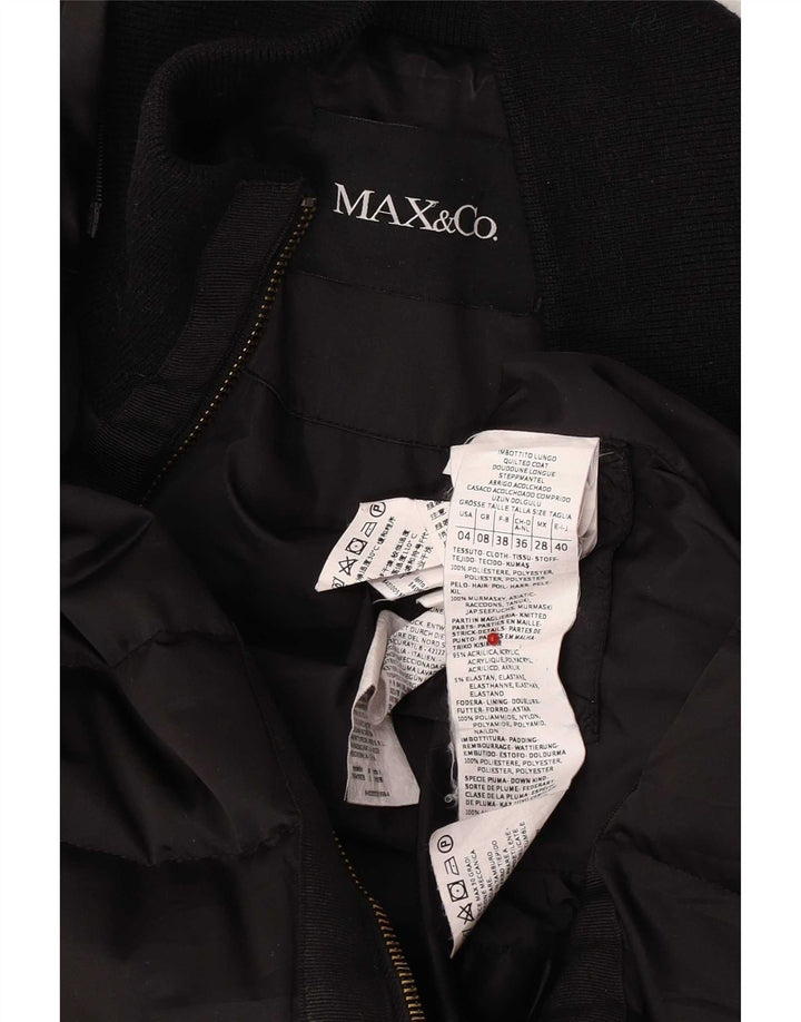 Max & Co. Abrigo acolchado para mujer UK 8 Small Poliéster negro