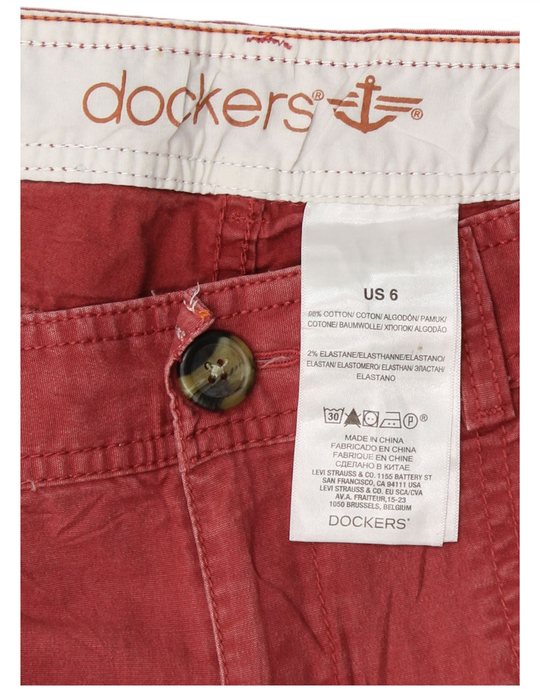 DOCKERS Pantalones chinos delgados para mujer US 6 Medium W30 L30 Algodón rosa