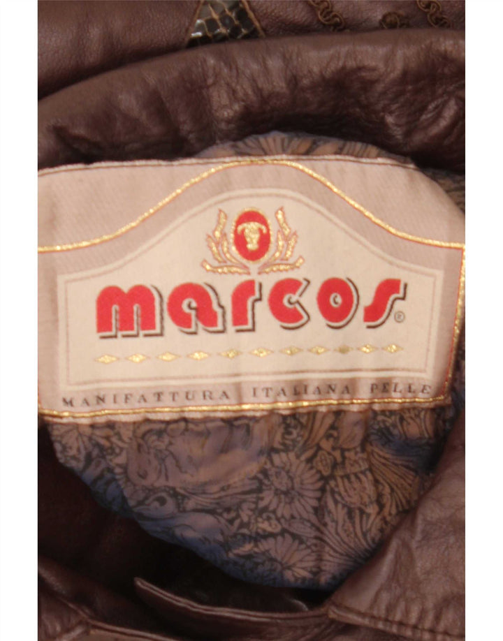 Marcos Abrigo de piel extragrande para mujer IT 40 Small Brown Leather