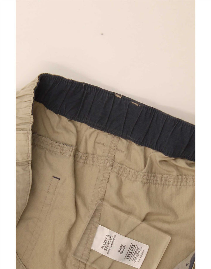 Marks & Spencer Pantalones cortos tipo cargo para hombre W34 Algodón beige grande