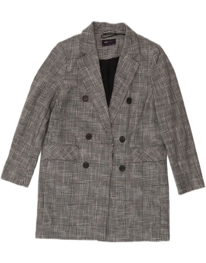 Marks & Spencer Abrigo cruzado para mujer UK 10 Small Grey Check