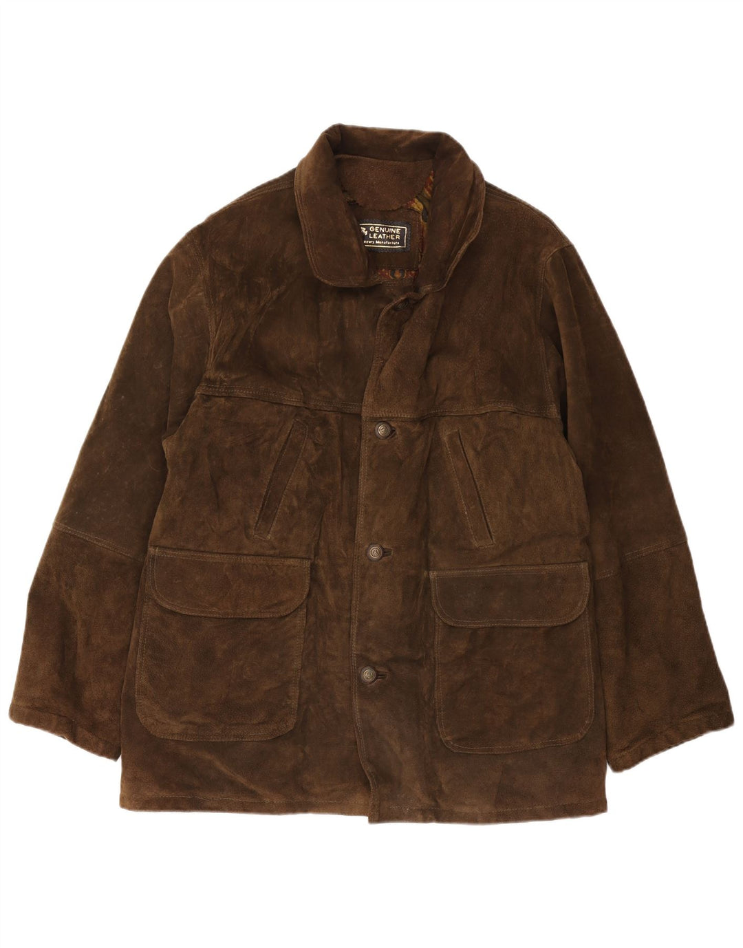 Vintage hombres ante chaqueta Reino Unido 42 XL cuero marrón