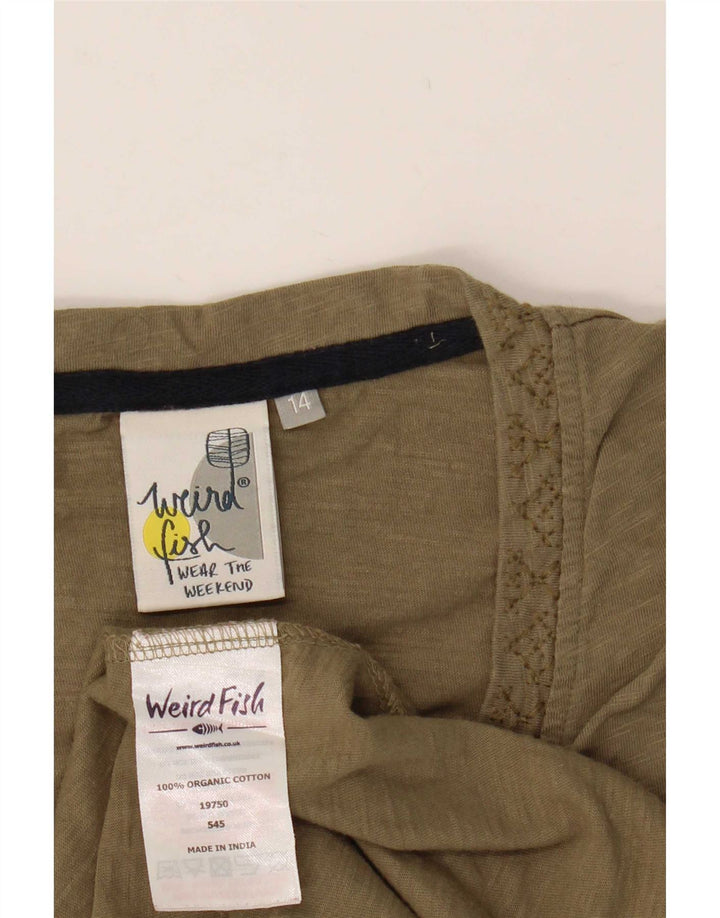 Weird Fish Camiseta sin mangas para mujer UK 14 Medium Khaki Cotton