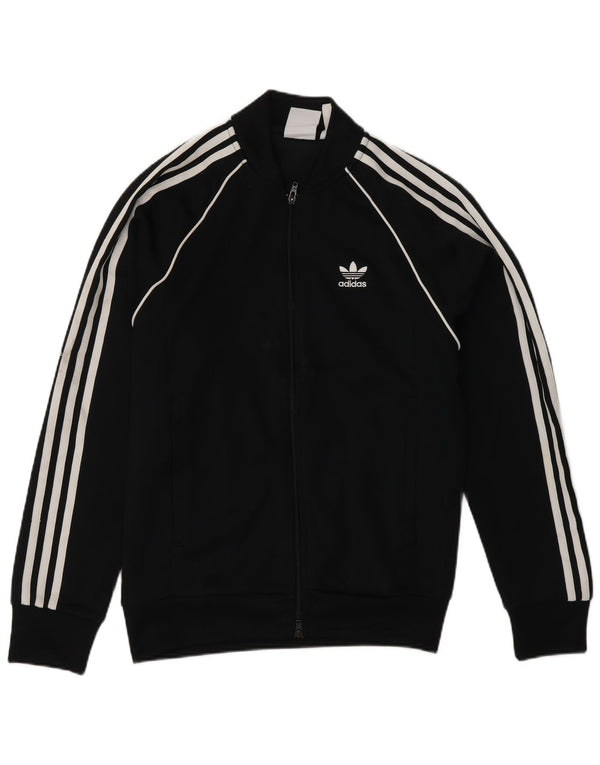 Adidas Mens Regular Fit Chándal Top Chaqueta Pequeña Poliéster Negro