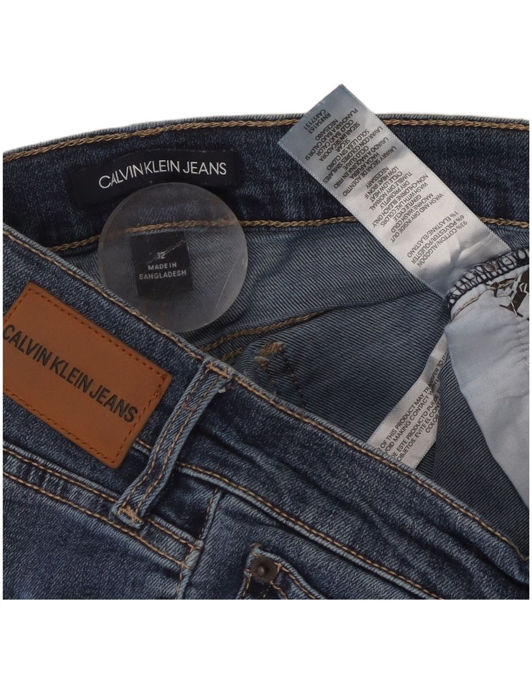 CALVIN KLEIN Jeans recortados de cintura alta para mujer US 12 Large W30 L26 Azul