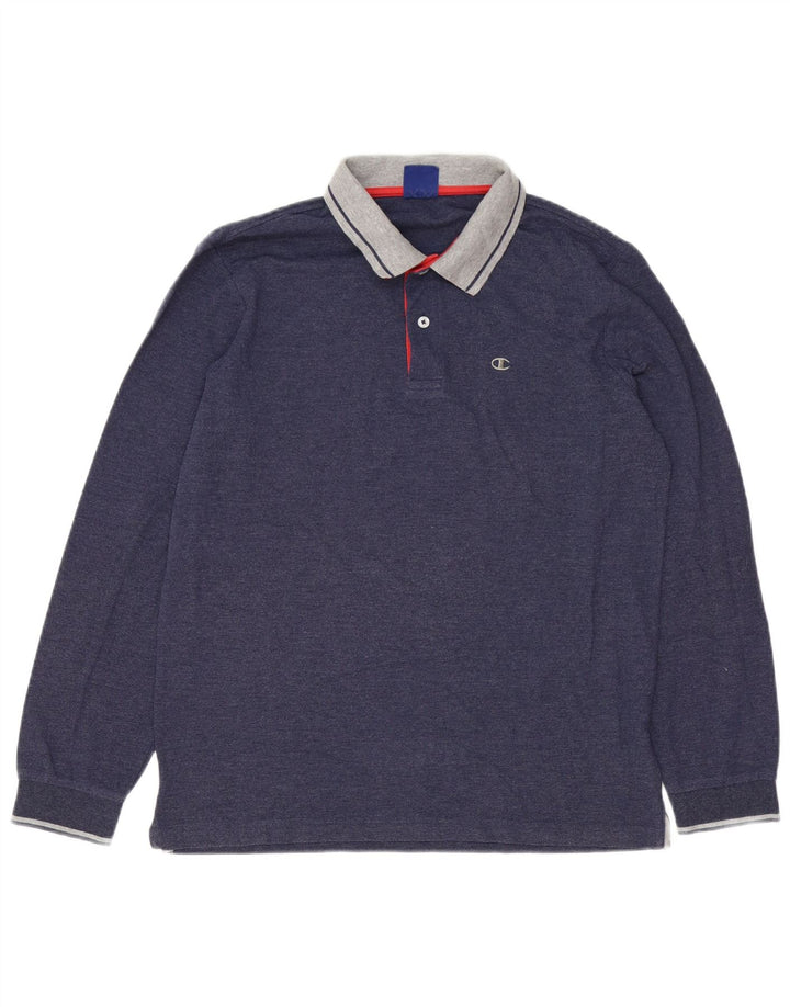 Champion Polo De Rugby De Manga Larga Para Hombre Azul Marino Mediano