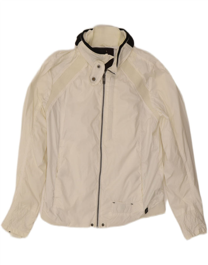 G-STAR Chaqueta impermeable con capucha para mujer, talla 40, talla grande, poliamida blanca