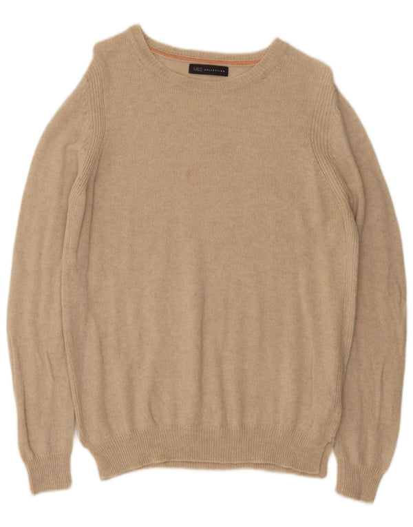 Marks & Spencer Jersey con Cuello Barco para Mujer UK 44 Grande Lana Beige