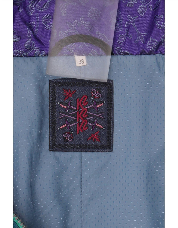 Mono de esquí con capucha vintage para mujer EU 38 Bloque de color azul medio