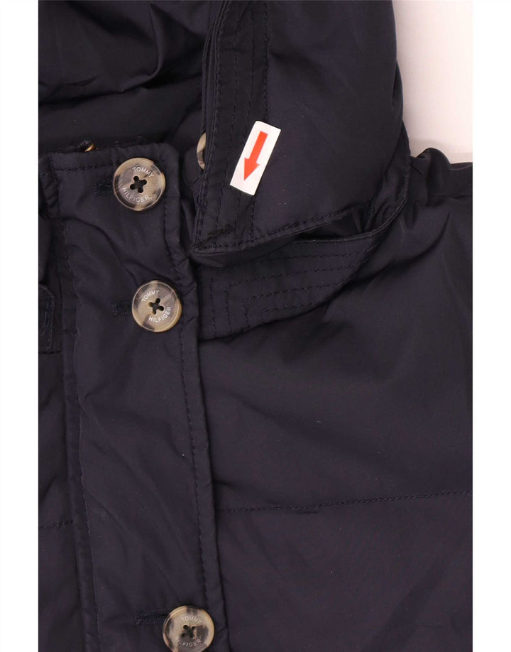 Tommy Hilfiger Chaqueta acolchada con capucha para mujer UK 12 Mediana Azul marino Poliéster