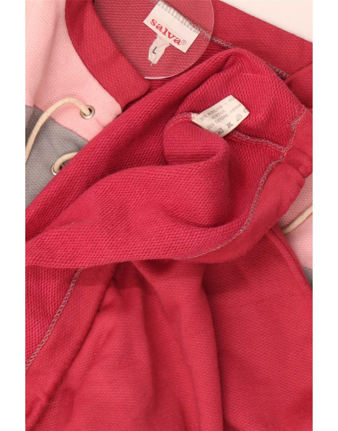 Vintage mujer sudadera de gran tamaño Jumper Reino Unido 16 Bloque de color rojo grande