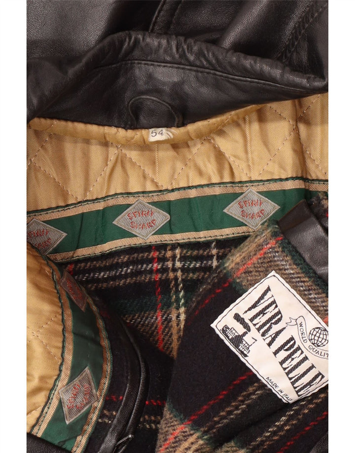 VINTAGE Chaqueta de cuero para hombre IT 54 2XL Cuero negro