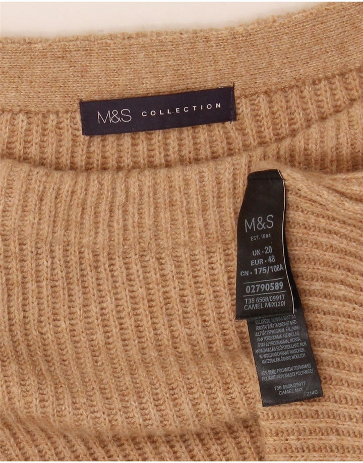 Marks & Spencer Suéter largo con cuello barco para mujer UK 20 2XL Beige