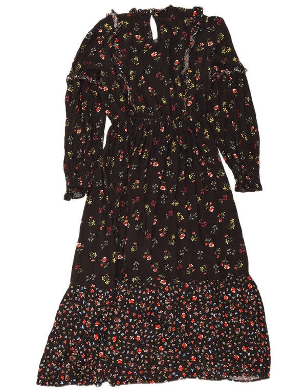 Marks & Spencer Vestido largo para mujer UK 40 Pequeño Viscosa floral negra