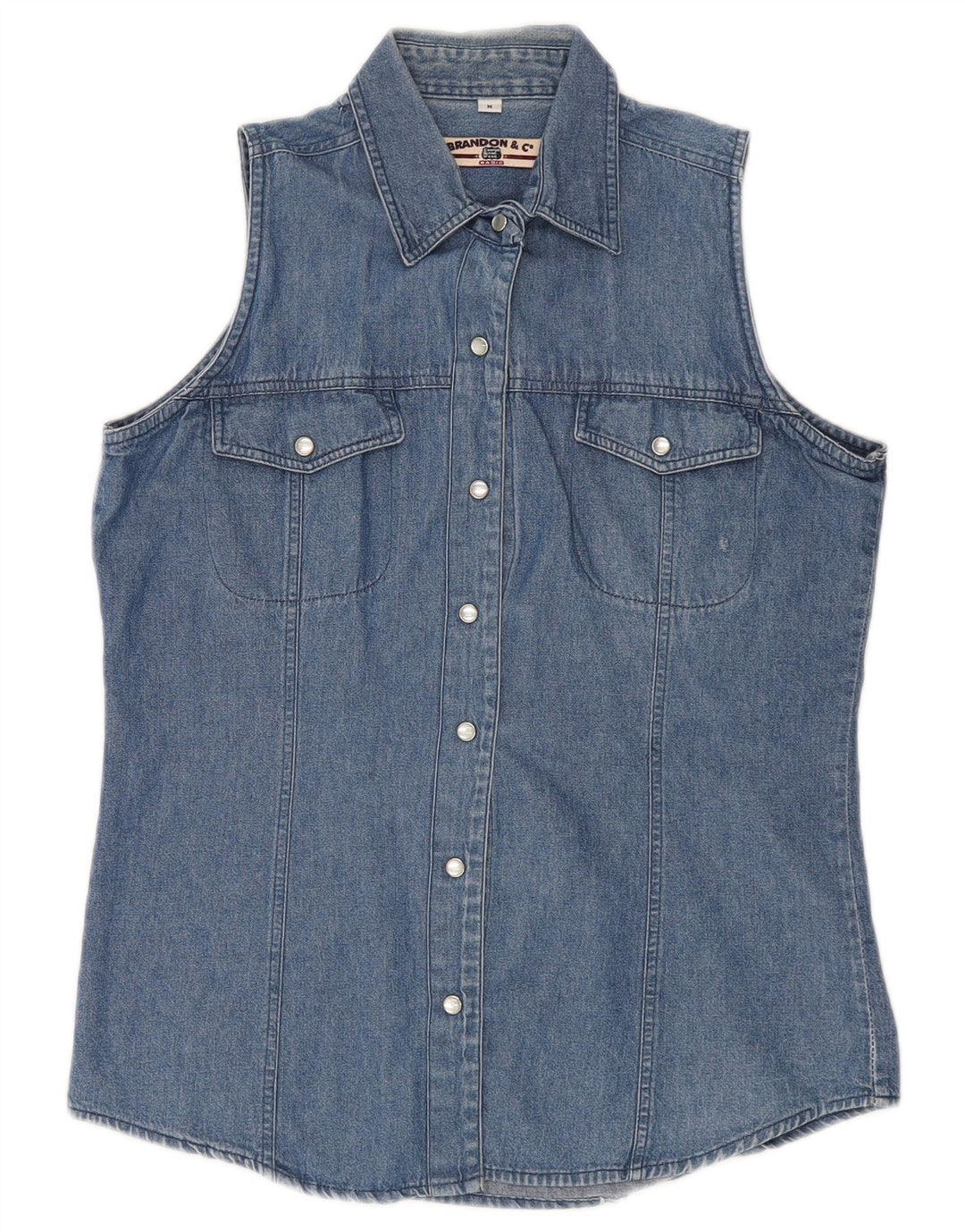 Brandon & C Camisa vaquera sin mangas para mujer UK 44 Azul medio