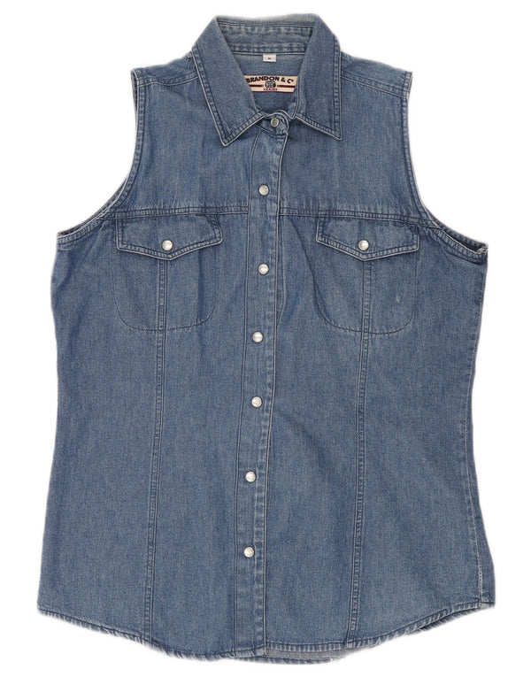 Brandon & C Camisa vaquera sin mangas para mujer UK 44 Azul medio