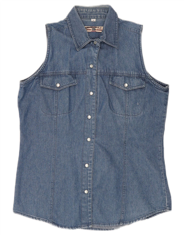 Brandon & C Camisa vaquera sin mangas para mujer UK 44 Azul medio