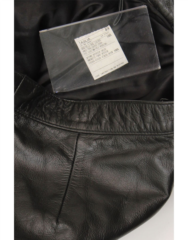 Vintage mujer bootcut pantalones de cuero IT 44 Medio W28 L30 Cuero Negro