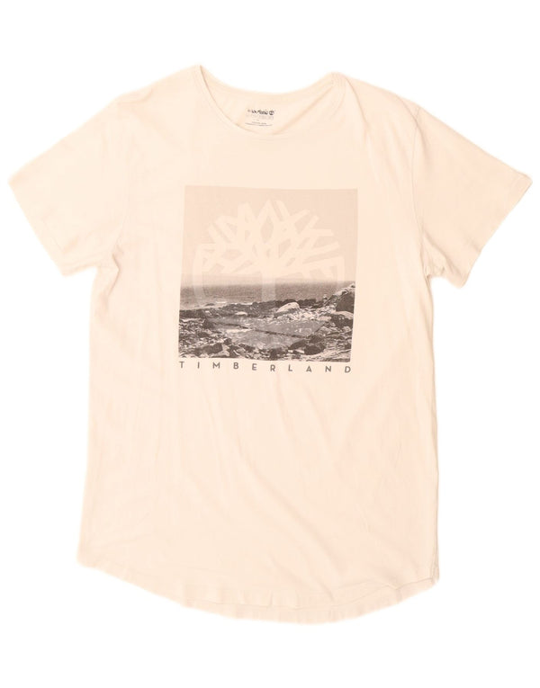 Timberland Camiseta gráfica para hombre Top Medium White Cotton