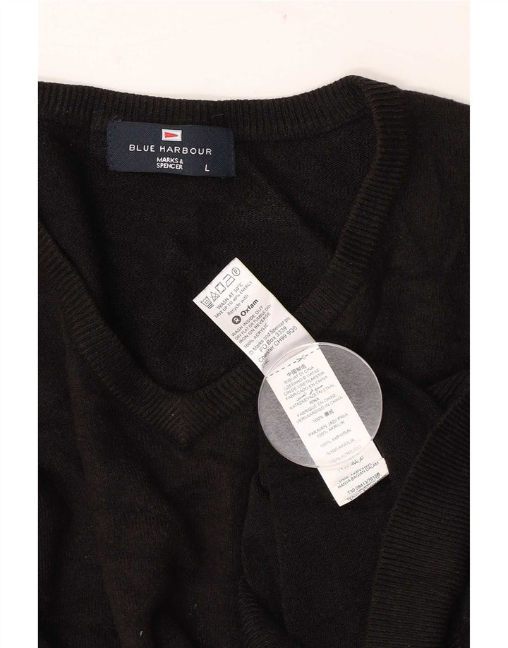 Marks & Spencer Suéter con Cuello en V Blue Harbor para Hombre Acrílico Negro Grande