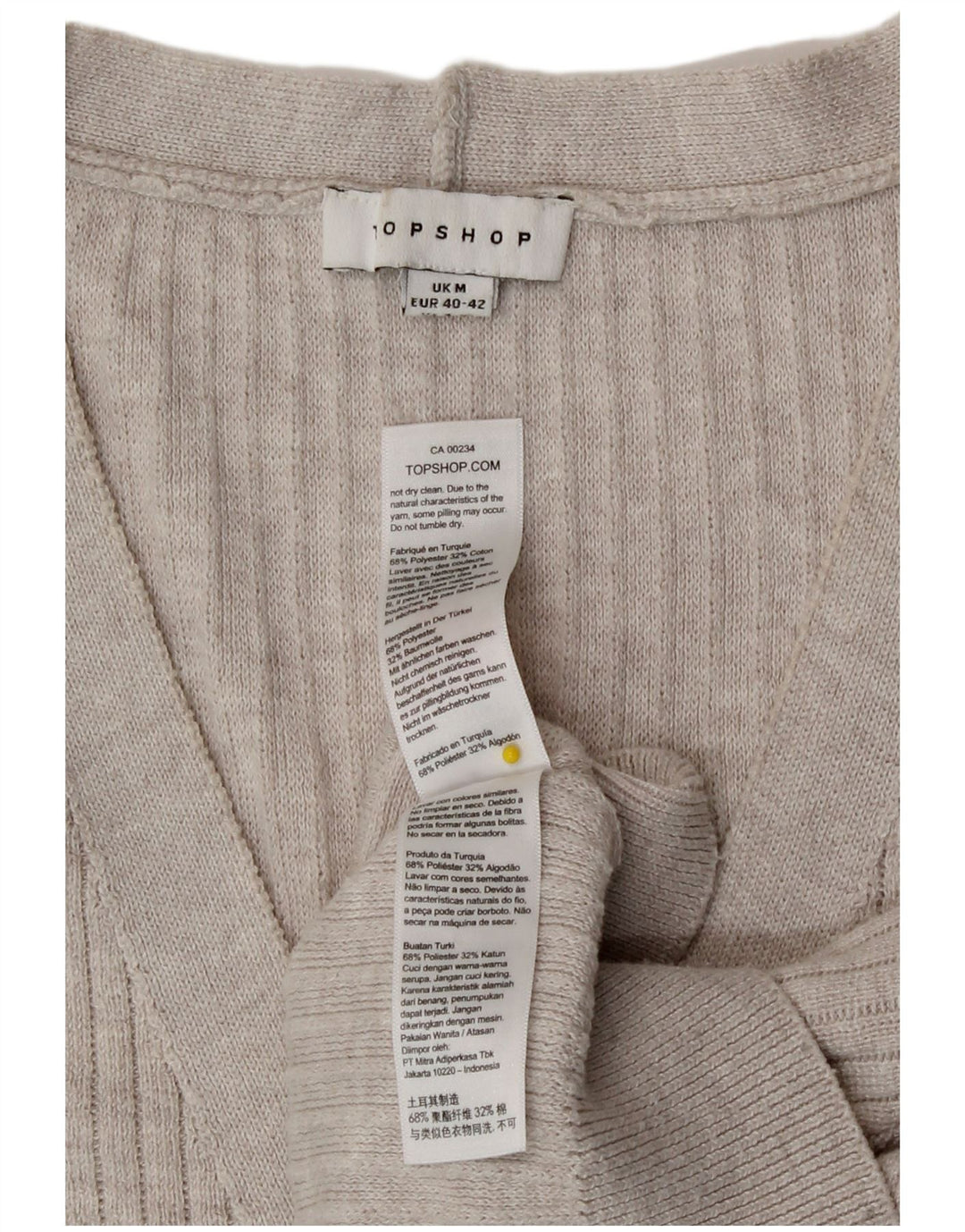 Topshop Suéter tipo cárdigan extragrande para mujer UK 40 Poliéster gris medio