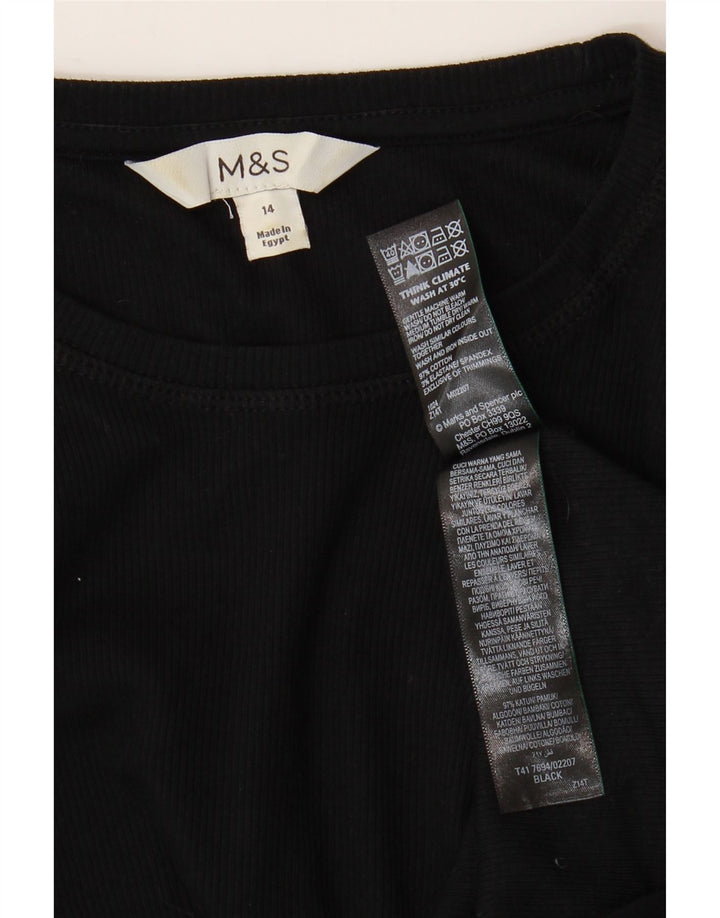 Marks & Spencer Top para mujer de manga larga UK 44 Mediano Algodón negro