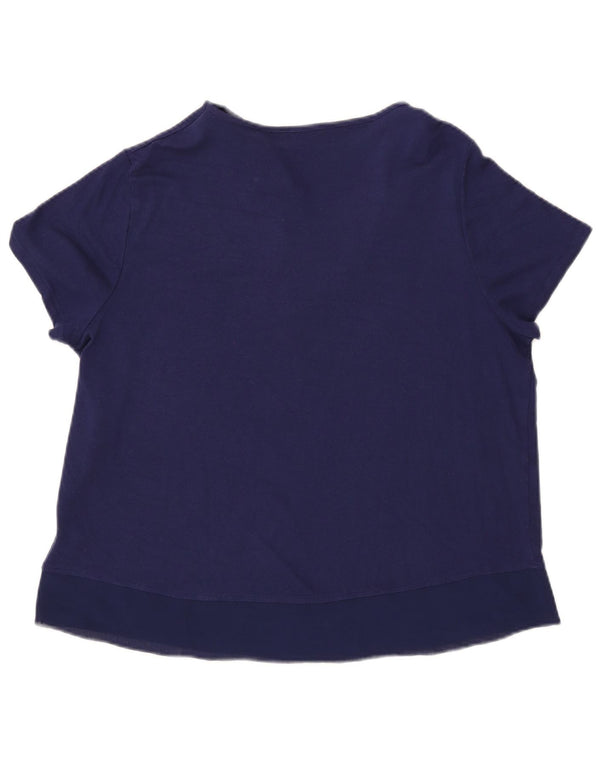 Marks & Spencer Womens Blouse Top UK 16 Large Navy Blue Viscose