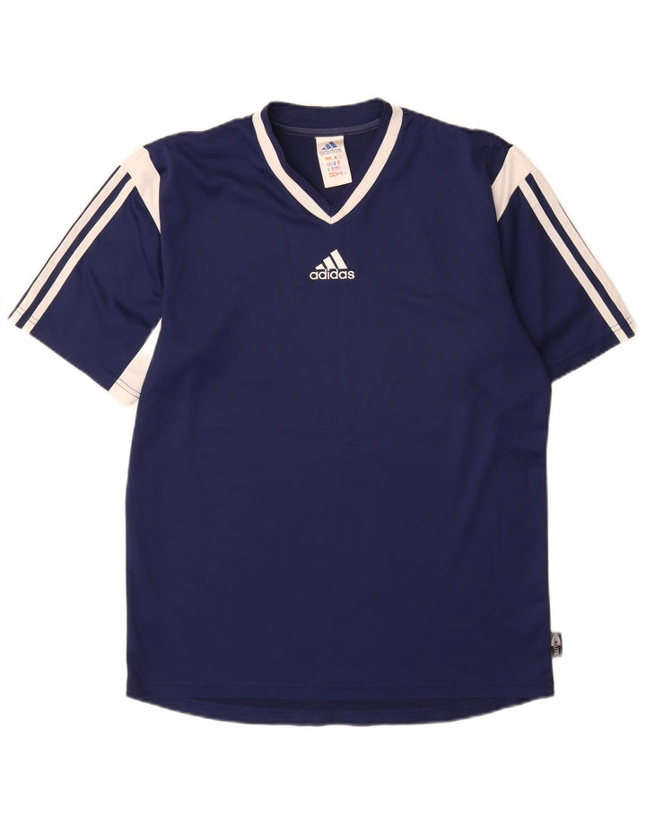 Adidas Mens Climalite Camiseta Top Pequeño Azul Marino Colorblock Poliéster