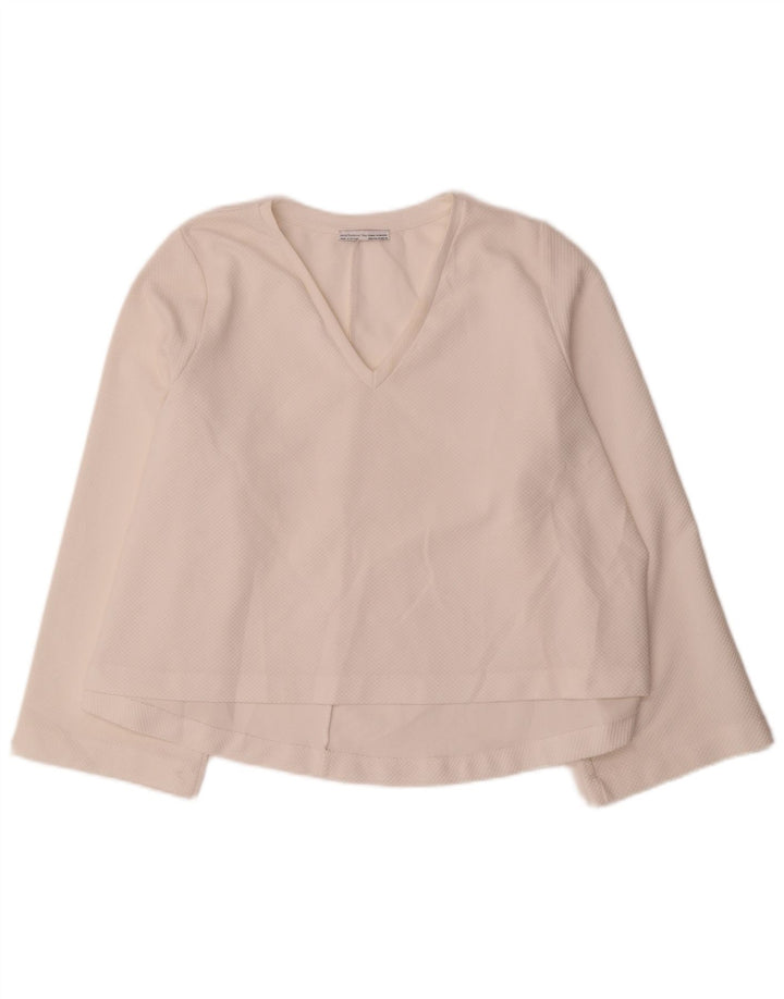 Zara Mujer Trafaluc Top Manga Larga UK 14 Medium Off White