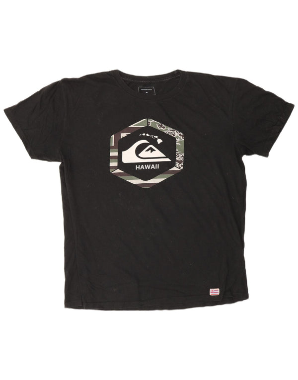 QUIKSILVER Camiseta gráfica Hawaii de ajuste regular para hombre Top grande de algodón negro