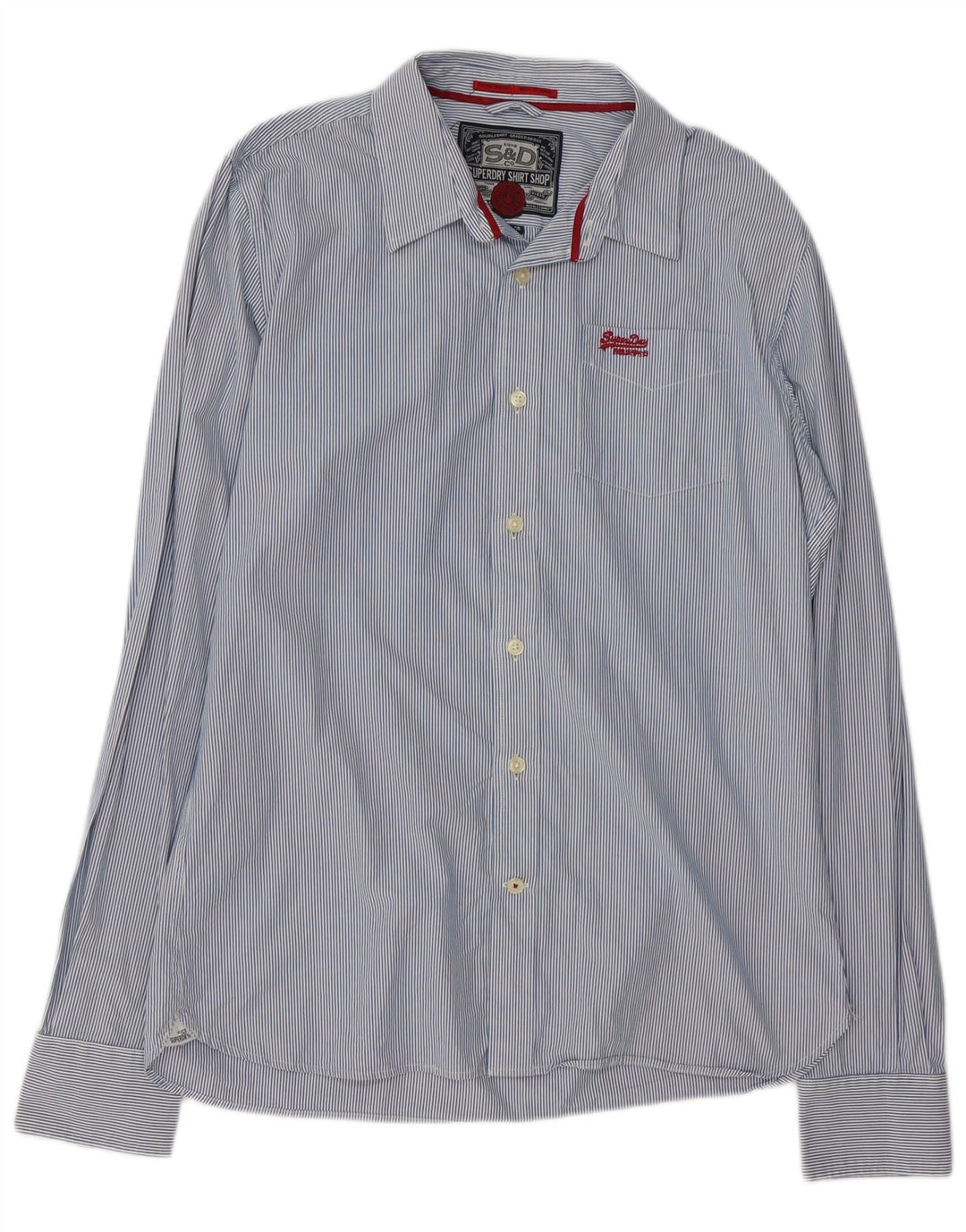 Camisa Superdry para hombre 2XL Algodón a rayas azules