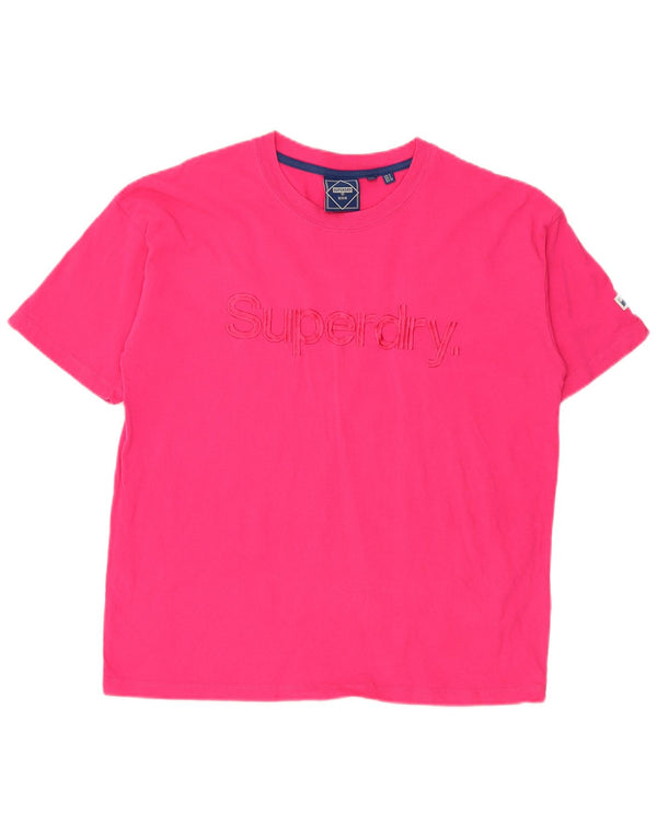 Superdry Mujer Camiseta Gráfica De Manga Corta Top UK 8 Small Rosa Poliéster