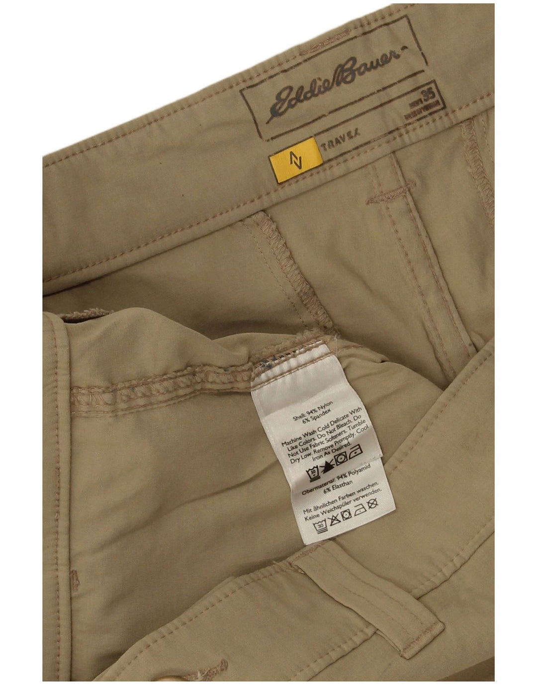 EDDIE BAUER Pantalones cortos chinos para hombre W35 Large Beige Nylon