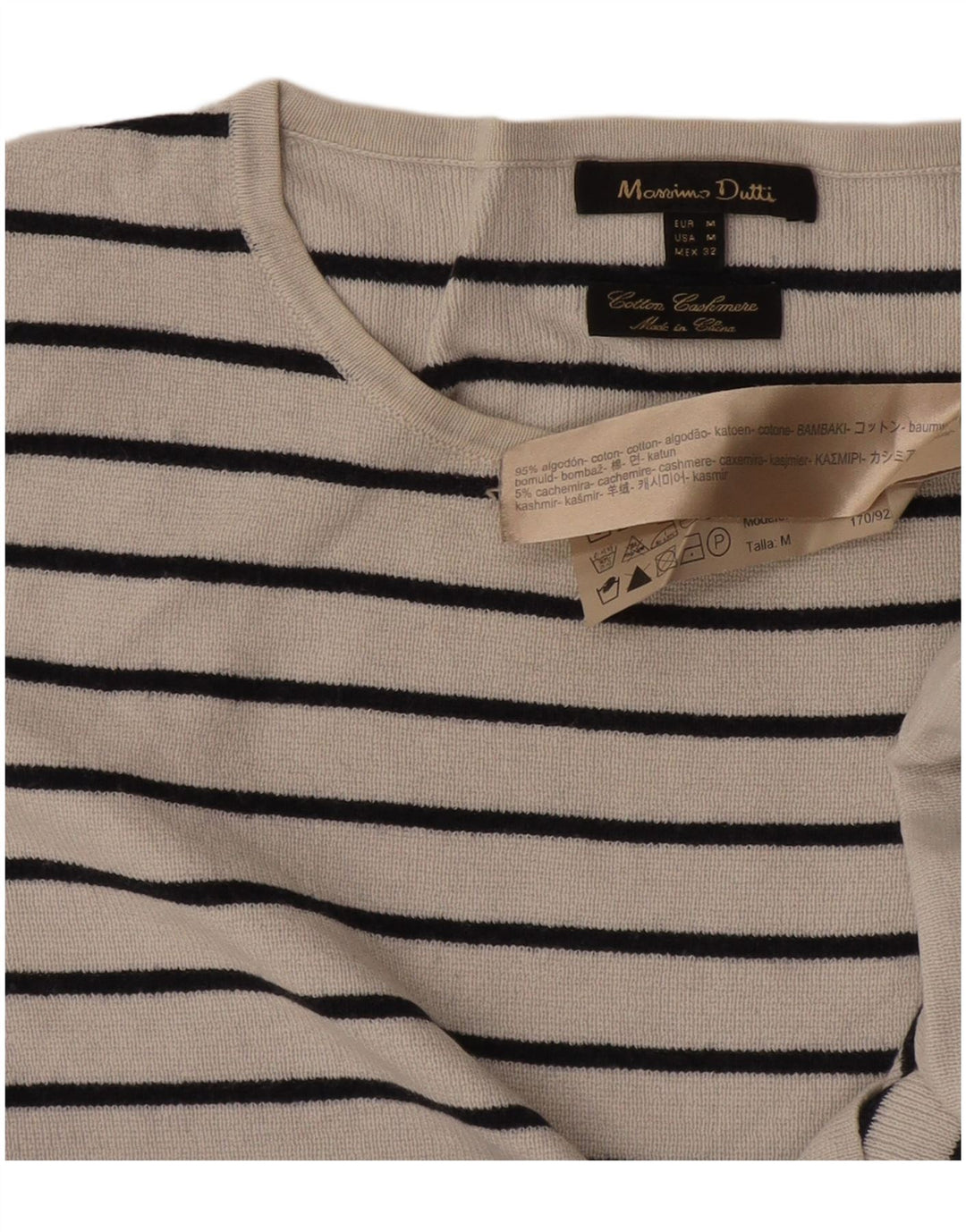 MASSIMO DUTTI Suéter tipo jersey con cuello barco para mujer, Reino Unido 40, mediano, blanco roto