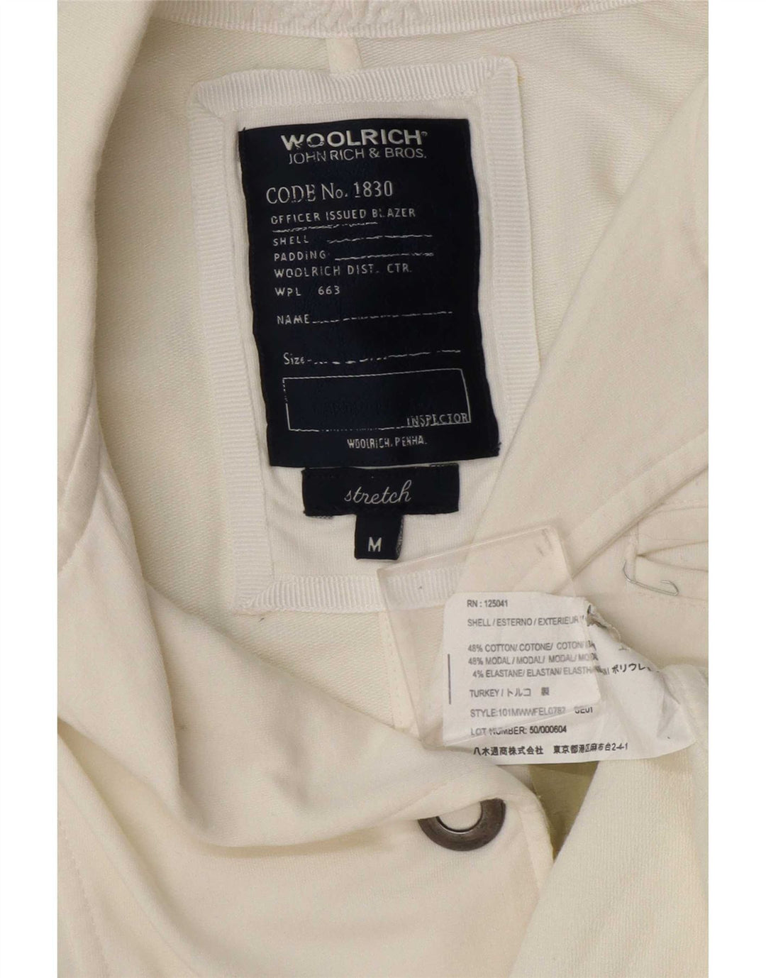 Woolrich Chaqueta tipo blazer de 3 botones para mujer Reino Unido 12 Mediana de algodón blanco roto