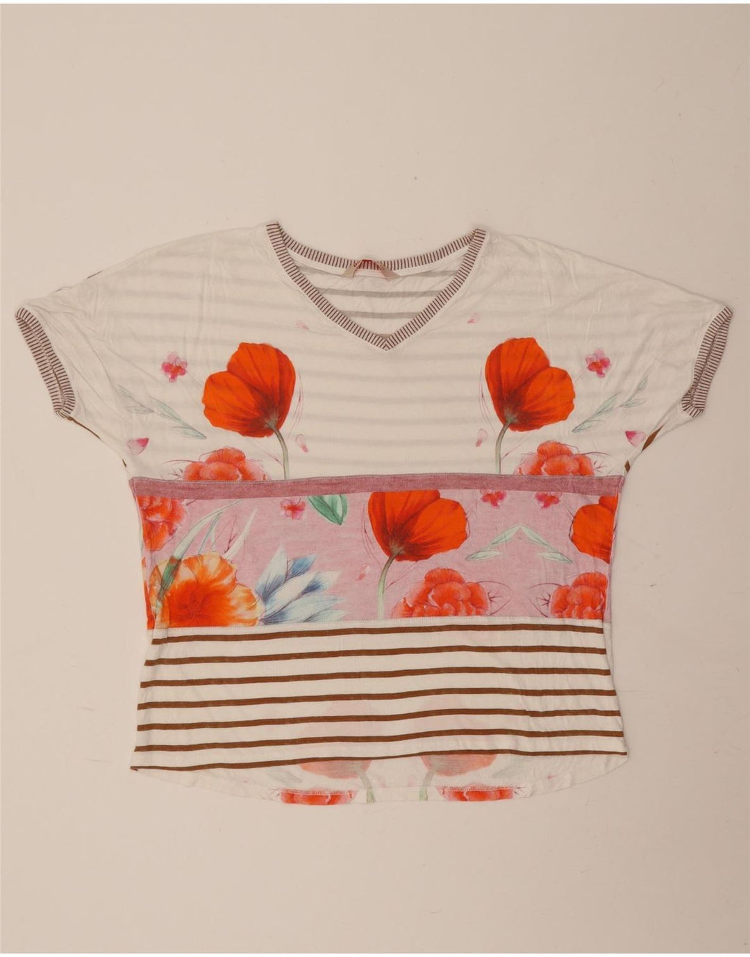 Desigual - Camiseta para mujer, talla grande, color blanco roto, floral