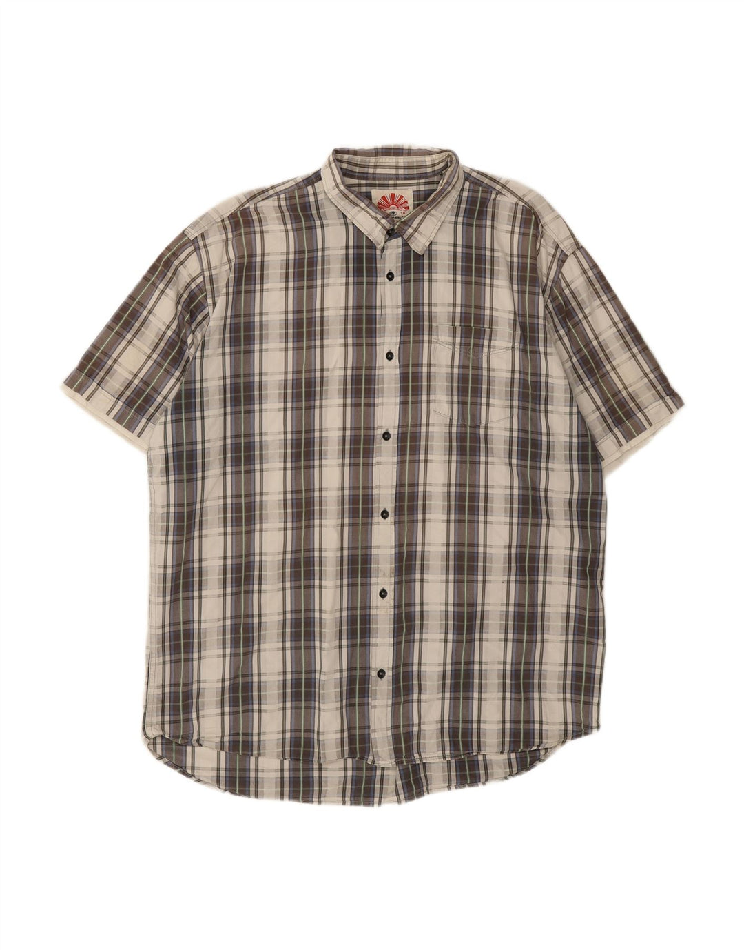 TOM TAILOR Mens Graphic Short Sleeve Shirt 2XL Grey Check Cotton